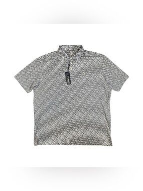 Rhoback Navy Blue The Dreidel Performance Polo Chanukah Hanukkah Geo Print 3XL